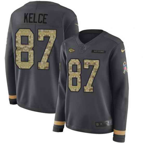 Nike Chiefs #87 Travis Kelce Anthracite Salute to Service
